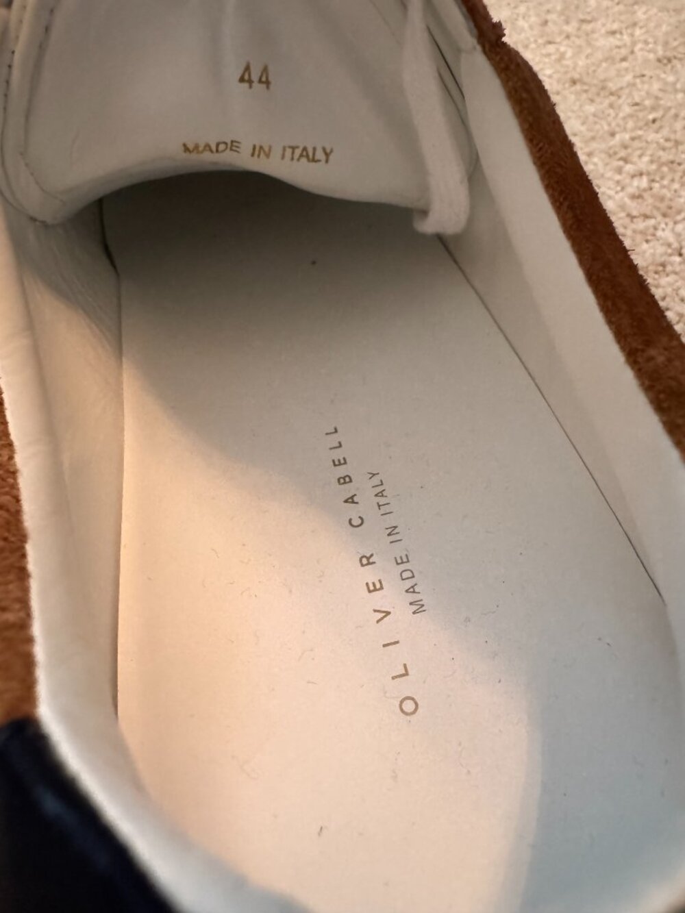Oliver Cabell Low 1 Sneakers EU 44 US 11 Cognac Suede White Leather - Picture 5 of 5